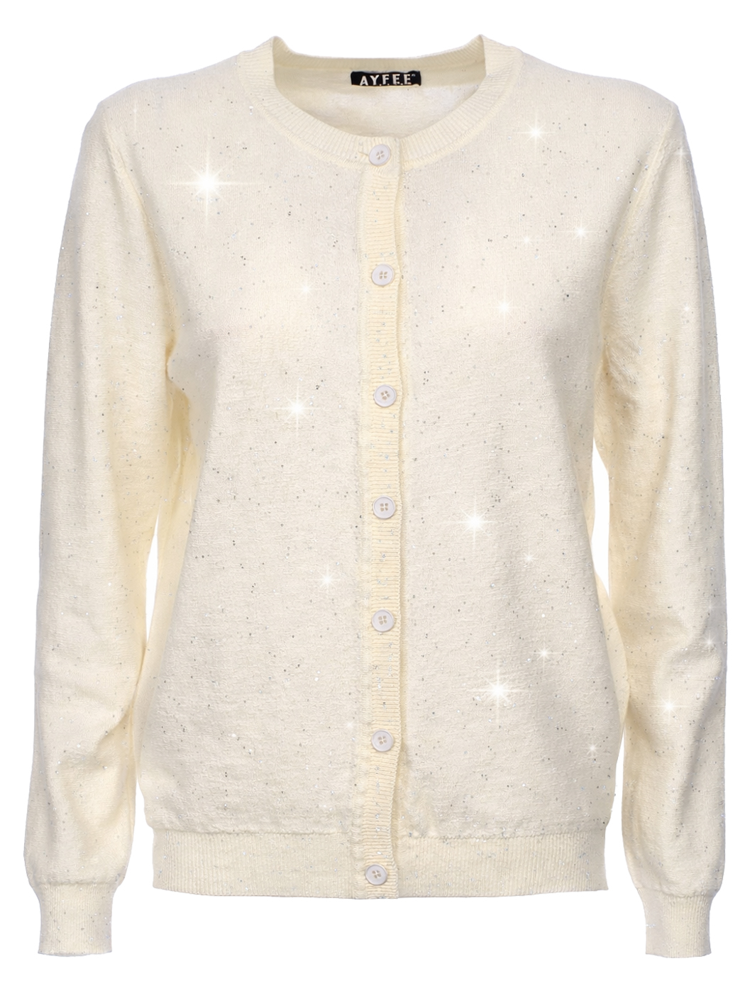 CARDIGAN DETTAGLIO STRASS,3 TG,45%VI 35%PL 20%PA,MADE IN PRC              - IVORY